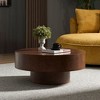Airsurfer Large Rich Brown Coffee Table Contemporary Round Coffee Table Living Room Centerpiece for Modern Living Room Decor - 4 of 4