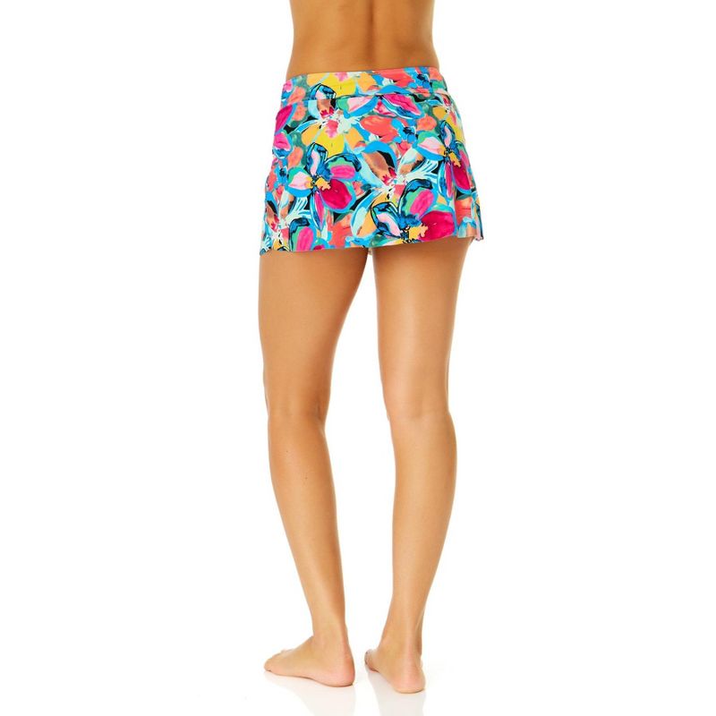 Anne Cole Women's Amalfi Floral Drape Front Mid Rise Swim Skirt Bottom, 4 of 5
