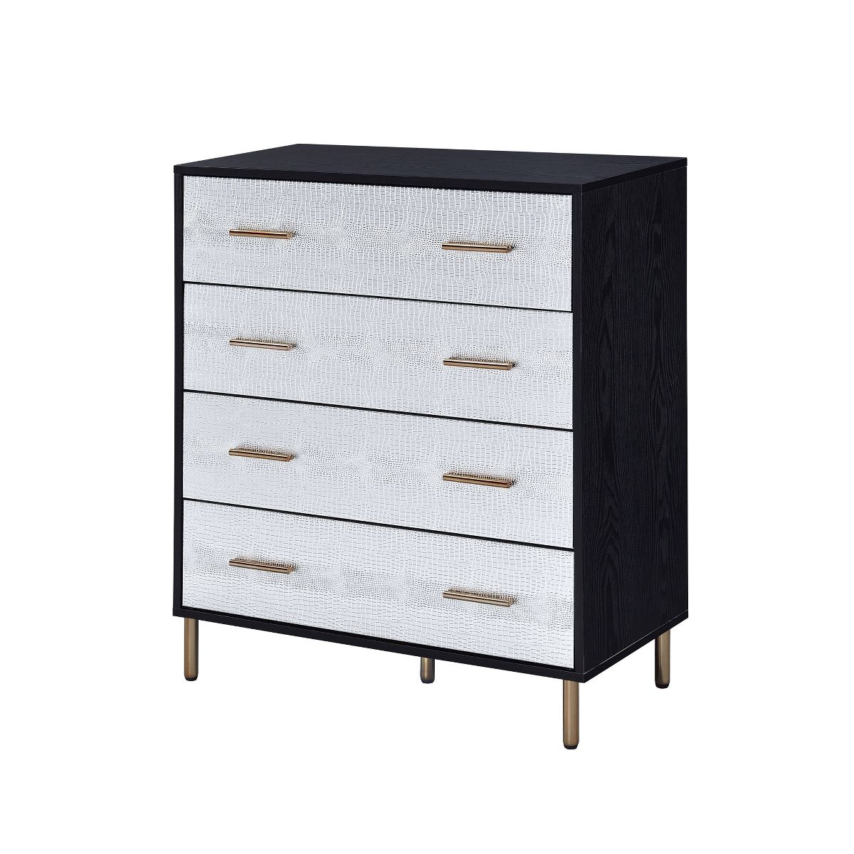 32" Myles Decorative Storage Drawer Black, Silver and Gold Finish - Acme Furniture: Elegant 5-Drawer Chest, Wood Composite, No Assembly Required