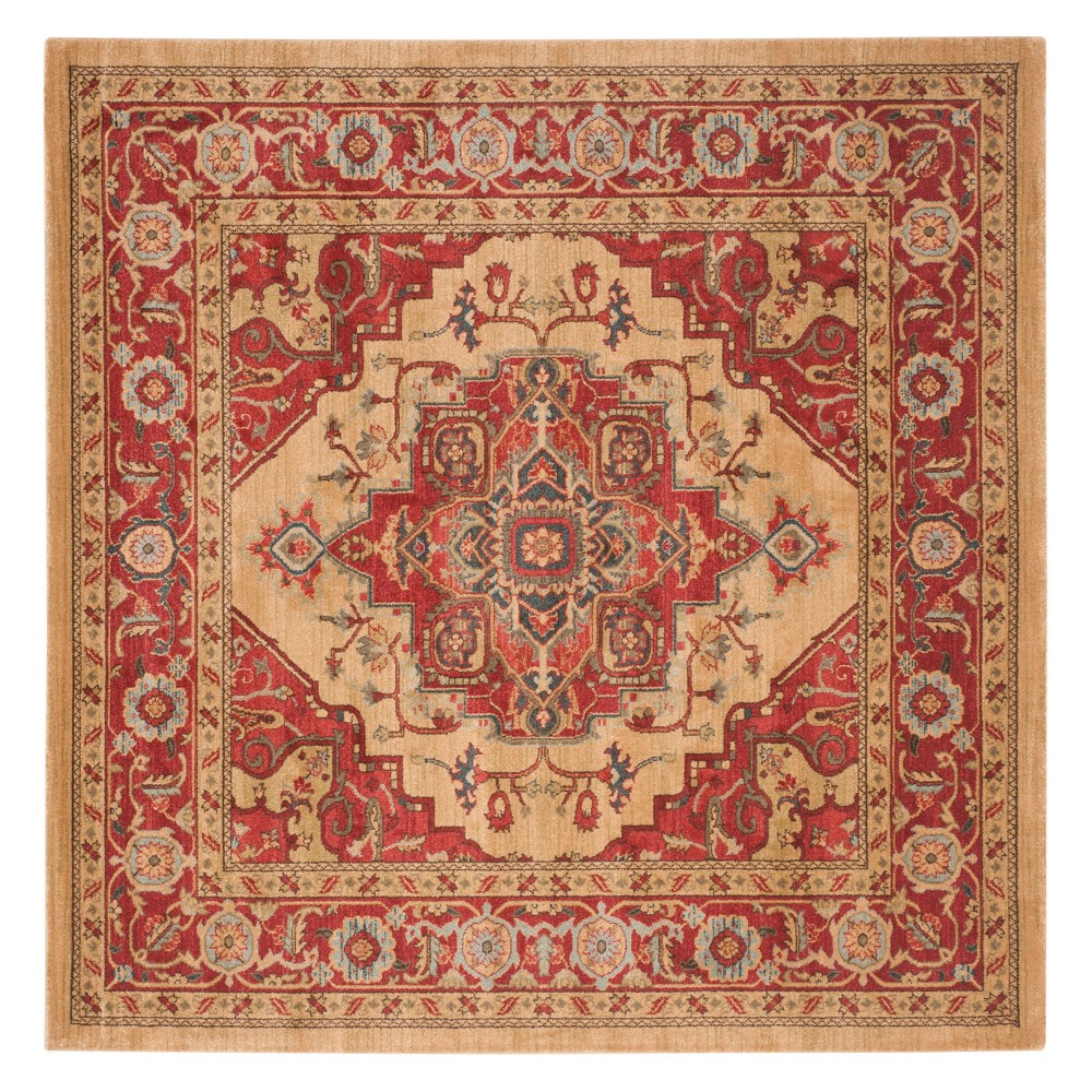  Medallion Square Area Rug Red/Natural