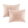 Sapphtopaz Full/Queen Sheet Set, Tufted Cotton Chenille Medallion Fringe Coverlet Mini Set, Boho Shabby Chic/Fringe Hem - Bedding with Shams - 3 of 4