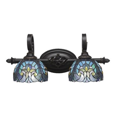 Toltec Lighting Elegante 2 - Light Vanity in  Dark Granite with 7" Turquoise Cypress Art Glass Shade