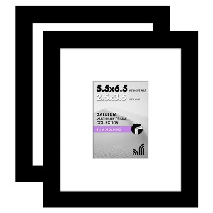 Americanflat 5.5x6.5 Picture Frame with Polished Plexiglass - Set of 2 - Use as 2.5x3.5 Frame with Mat or 5.5x6.5 Frame Without Mat - Black - 1 of 4