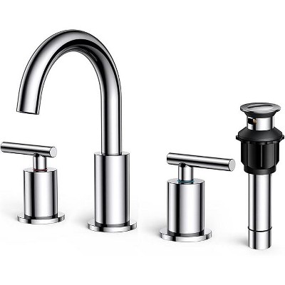 Mixxidea Bathroom Faucet 3 Hole, 8" Chrome