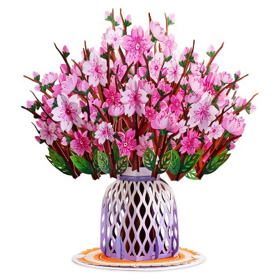 Paper Love HugePop 3D Cherry Blossom Pop Up Card with Detachable Paper Flower Bouquet, Gift for All Occasions - Jumbo 10" x 14" Cards