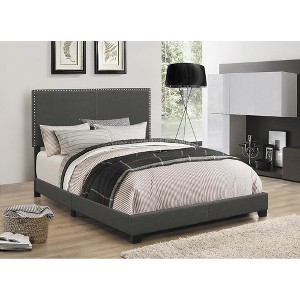 NicBex Twin/Full/Queen Upholstered Platform Bed Frame with Nailhead Trim Headboard,Solid Wood Panel Platform Bed,Box Spring Required,Easy Assembly - 1 of 4