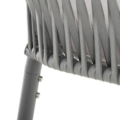 Gray Rope and Aluminum Outdoor Dining Chair with Cushions