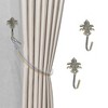 Unique Bargains Curtain Holdbacks Five-Leaf Design Hooks Iron 3.94"x1.97" 1 Pair - 2 of 4