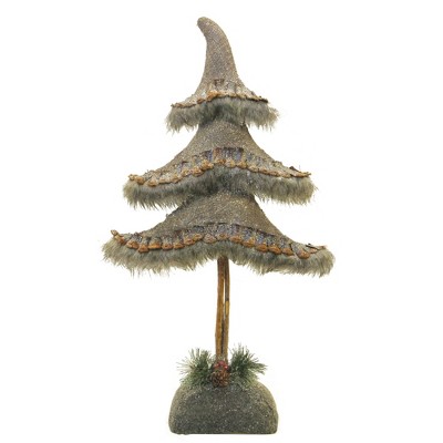 Northlight 19.5" Brown and Gray Glittered Christmas Tree Tabletop Decor