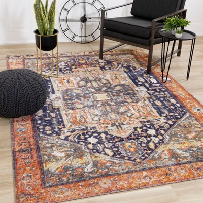 Rug Branch Contemporary Border Orange Indoor Area Rug