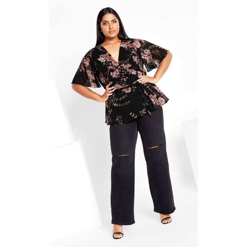 Women's Plus Size Blossom Love Top - black | CITY CHIC, 2 of 6