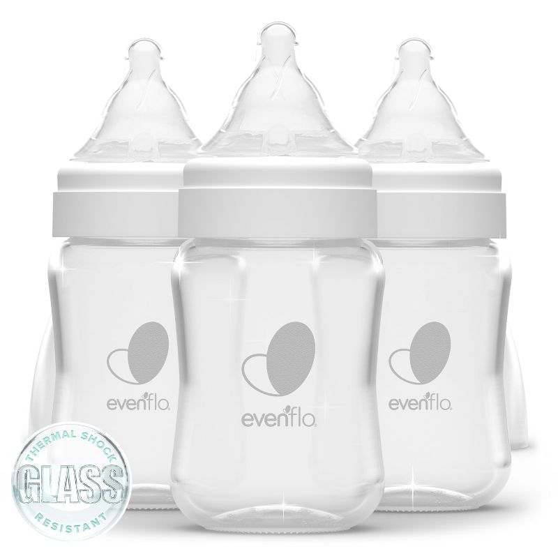 Evenflo 3pk Balance Wide-Neck Anti-Colic Baby Bottles Glass - 6oz, 1 of 12