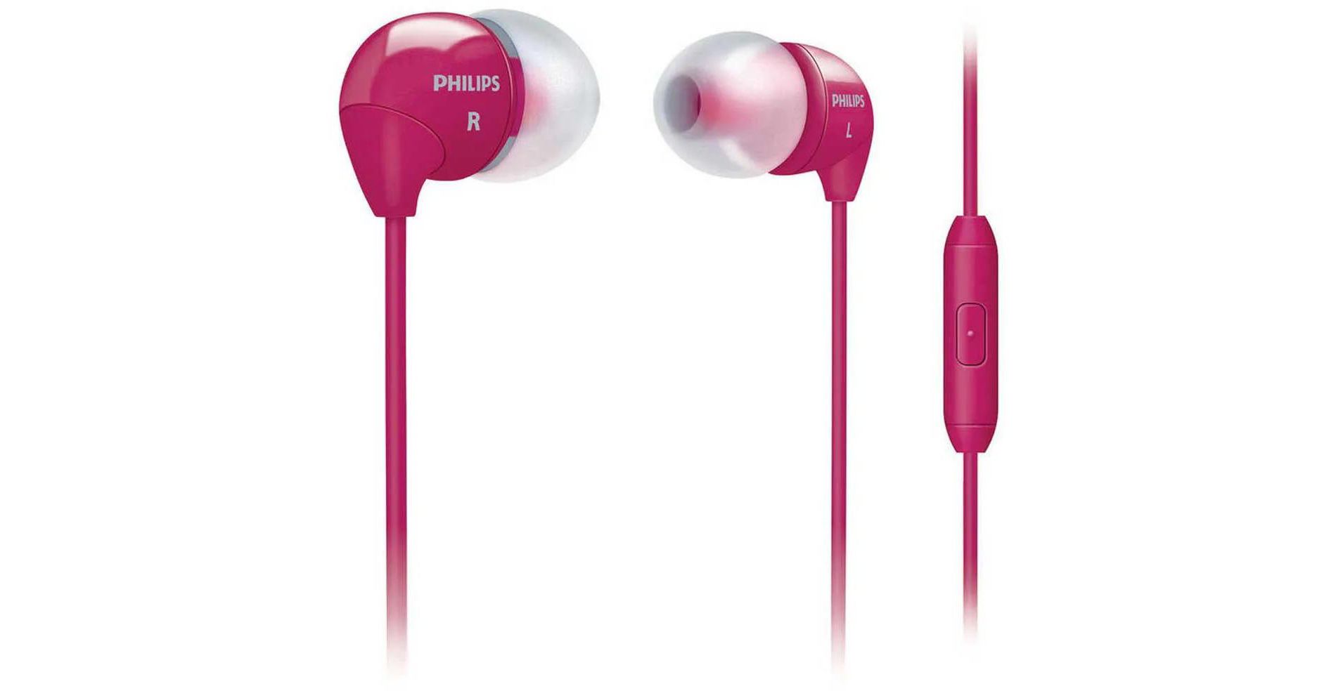 PHILIPS Wired Earbuds with Microphone- Noise-Isolating Tips, Clear sound, 3.5mm Jack - Black