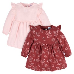 Gerber Baby & Toddler Girls Thanksgiving and Christmas Babydoll Dresses, 2-Pack - 1 of 4