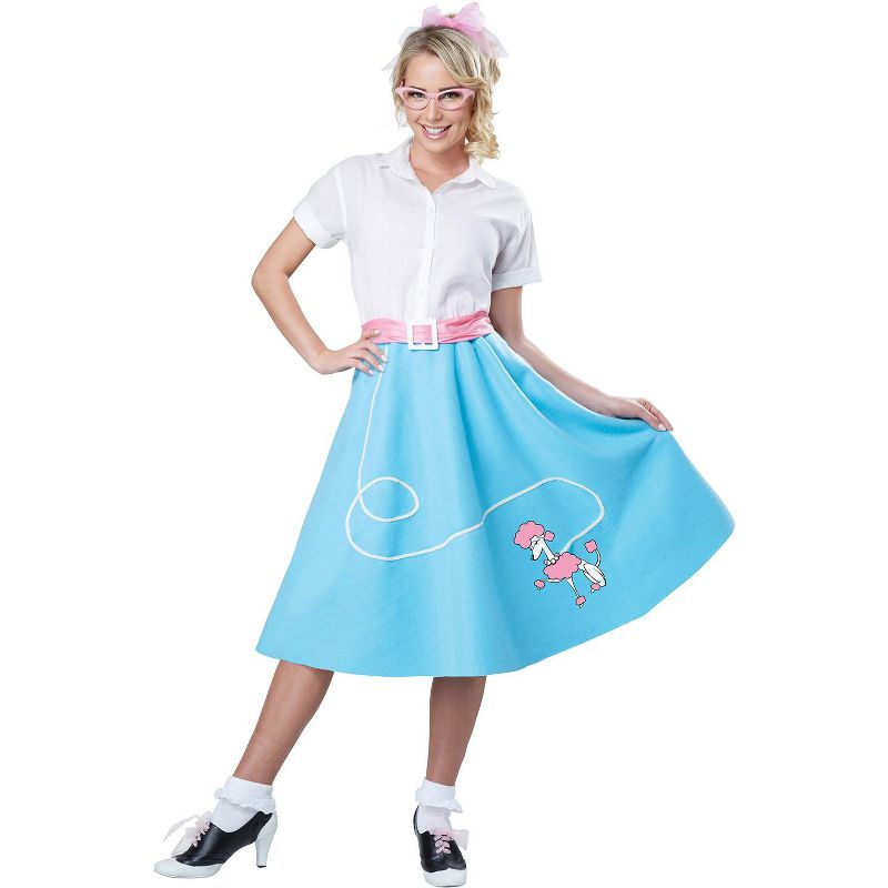 California Costumes 50's Blue Poodle Skirt Women's Costume, 1 of 2
