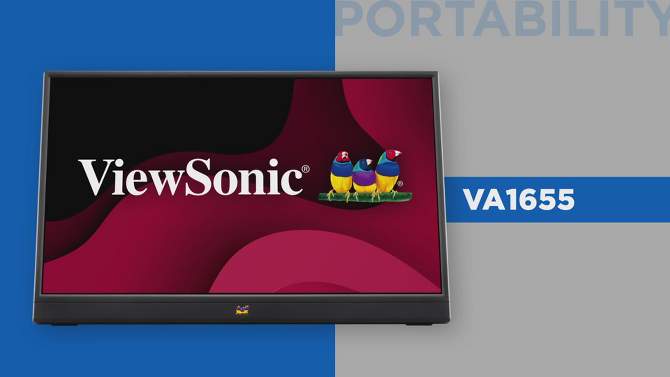 ViewSonic VA1655 15.6 Inch 1080p Portable IPS Monitor with Mobile Ergonomics, USB-C and Mini HDMI for Home and Office, 2 of 9, play video