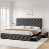 Whizmax King size Bed Frame with 4 Storage Drawers and Headboard, Linen Upholstered Bed Frame with Wooden Slats Support,  No Box Spring Needed - 4 of 4