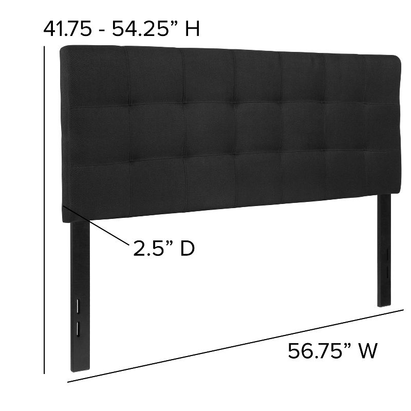 Emma and Oliver Quilted Tufted Upholstered Full Size Headboard in Black Fabric, 6 of 11