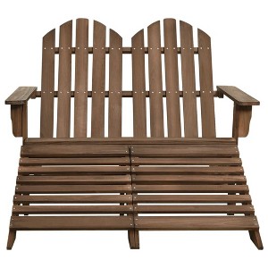 vidaXL Garden Chair White Fir Wood 2-seater Ergonomic Adirondack Chair - Brown - 1 of 4