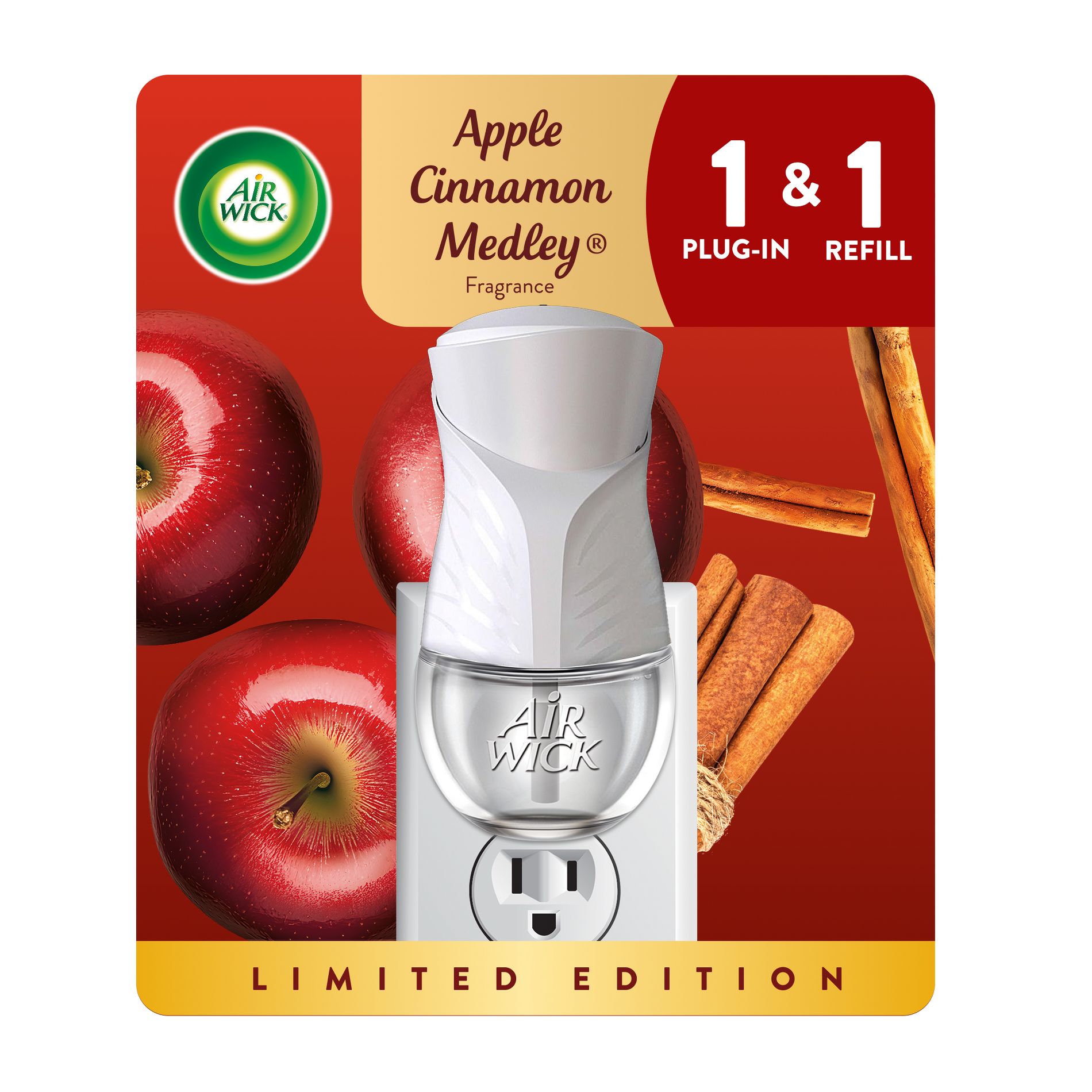 Air Wick Plug-In Scented Oil Air Freshener Starter Kit Apple Cinnamon Medley - 0.67 fl oz