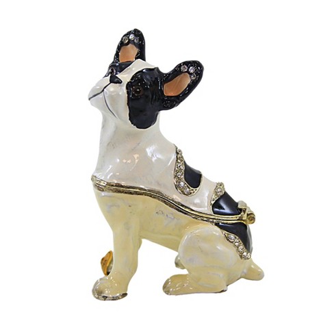 Kubla Craft French Bulldog Box - One Hinged Box Inches - Puppy Loyal Friend  Hinged - 2986 - Metal - Multicolored