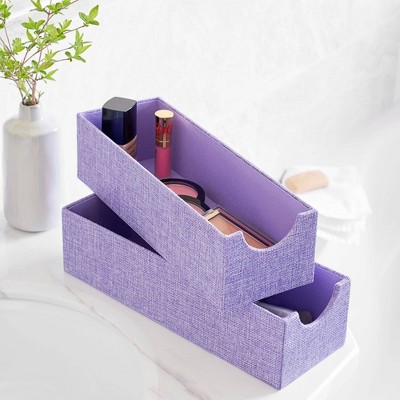 Set of 2 Iris Narrow Drawer Organizers with Polyester Linen