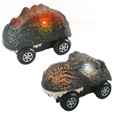 PICASSO-TILES 2 Dinosaur Toy Race Cars for Racetrack Set, STEM Toys for Kids 3+