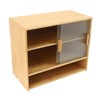 YIYIBYUS Countertop Bamboo Kitchen Pantry Sideboard with 2 Sliding Striped Glass Doors-Log Color - 4 of 4