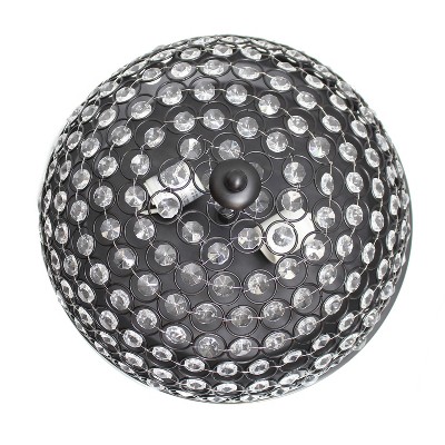Elegant Elipse 15" Bronze Crystal Bowl Ceiling Flush Mount Light