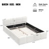Upholstered Platform Bed with Thick Headboard, Boucle Fabric Grounded Frame Bed for Bedroom-Baofuwish - 4 of 4