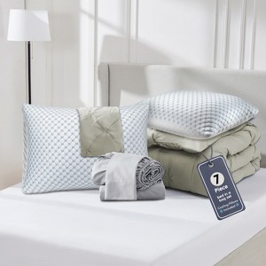 Nestl Comforter Set, 9 Piece Pinch Pleated Bedding Set, Bed in a Bag, All season Bed Set with Cooling Pillows - 1 of 4