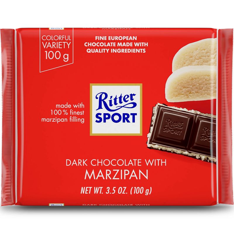 Ritter Sport Dark Chocolate with Marzipan Candy Bar - 3.5oz, 1 of 8