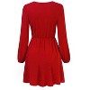 Coolmee Women's Dresses Wrap V-Neck Casual Ruffle Long Sleeve A-Line Mini Dress - 4 of 4