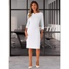 INSPIRE CHIC Women's 3/4 Sleeve Split Neck Wear to Work Business Sheath Dresses - 4 of 4
