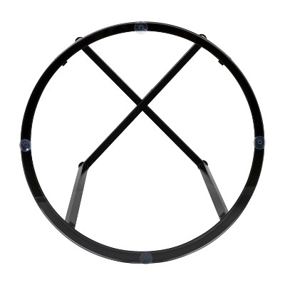 Round Clear Glass End Table with Matte Black Metal Frame