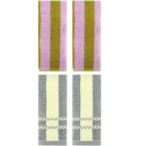 REGALWOVEN 4 Pcs Soft Absorbent Stripe Hand Towel for Bathroom, Kitchen - 1 of 4