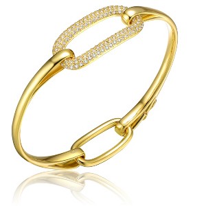 Guili Sterling Silver 14K Gold Plated Clear Cubic Zirconia Bangle Bracelet, Luxurious and Sparkling Design for Timeless Elegance and Glamour - 1 of 3