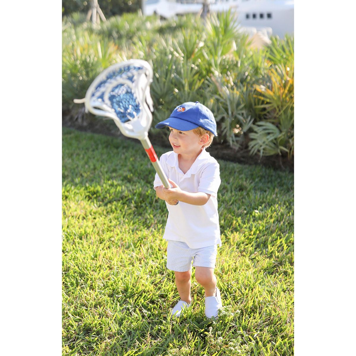 Bits & Bows Sports Baseball Hat, Blue 2-7Y - thumbnail 2