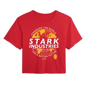Women's - Marvel - Iron Man Stark Industries Cropped Graphic T-Shirt - 1 of 4