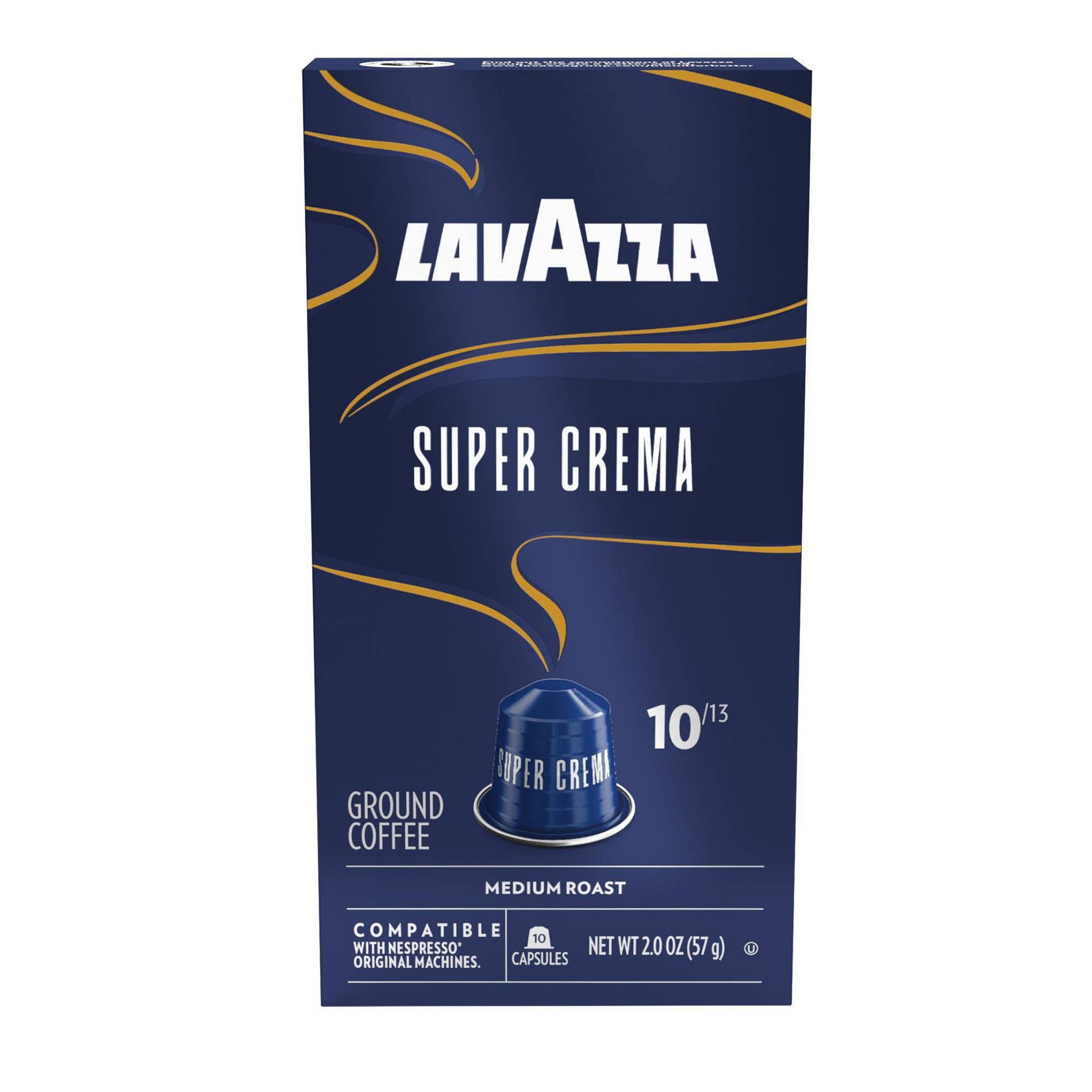 Lavazza Super Crema Aluminum Nespresso Compatible Medium Roast Coffee Capsules - 10ct