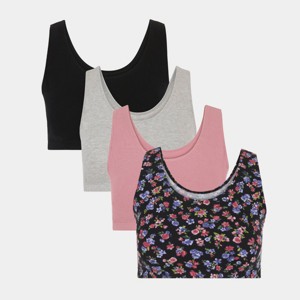 Fruit of the Loom Women's Tank Style Cotton Sports Bra 4-Pack - 1 of 4