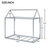 Twin Size Floor Bed For Kids, Floor Bed With Roof, House Bed For Boys Girls, Metal House Shape Platform Bed Twin Single Bed - 4 of 4