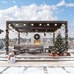 PURPLE LEAF Outdoor Louvered Pergola Sun Shade Outside Canopy with Aluminum Roof for Pool Hot Tub Backyard Garden Pavilion Patio Hardtop Gazebo - 1 of 4