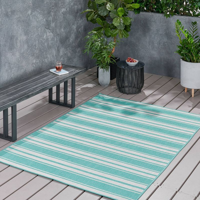 5&#39;3&#34; x 7&#39; Nador Outdoor Rug Teal/Ivory - Christopher Knight Home, 4 of 7