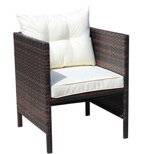 Sapphtopaz Patio Dining Chairs Wicker Outdoor Chair with Thick Cushion, Wicker Back for Garden, Patio, Lawn, Backyard - 1 of 4