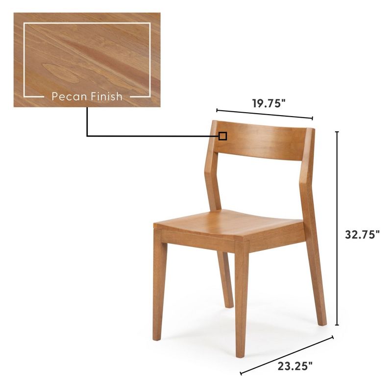 Plank+Beam Modern Dining Chair Set of 2, Wooden Chairsf or Kitchen, Office, Living Room, 5 of 6