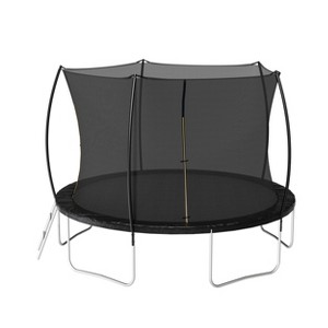 VisioGear Trampoline with Safety Enclosure Net, Trampoline with Curved fence pole, Black, 166.1"*166.1"*108.3" - 1 of 4