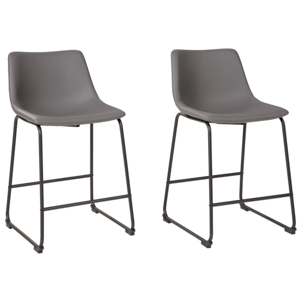 Photos - Chair Ashley Centiar Upholstered Counter Height Barstool Gray - Signature Design by Ash 