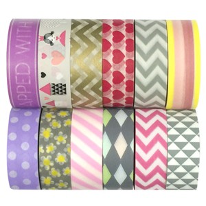 Wrapables Washi Tapes Decorative Masking Tapes, Set of 12 - 1 of 4