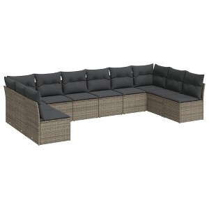 vidaXL 10 Piece Patio Sofa Set with Cushions - Gray Without Table - 1 of 4